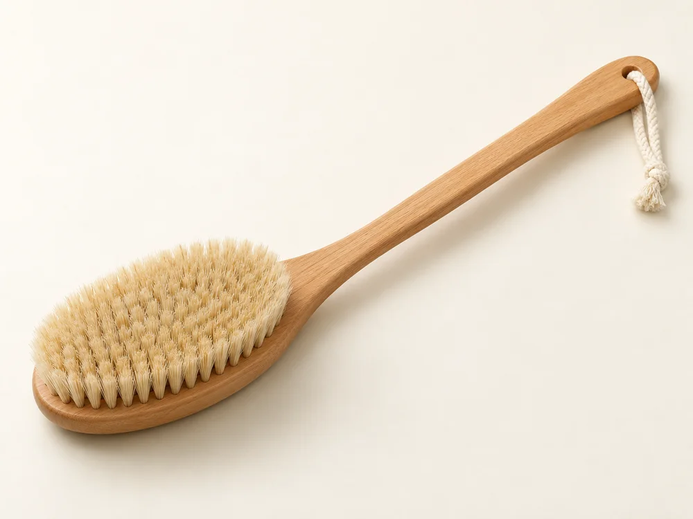 AI-generated sample of a long-handled wooden bath brush